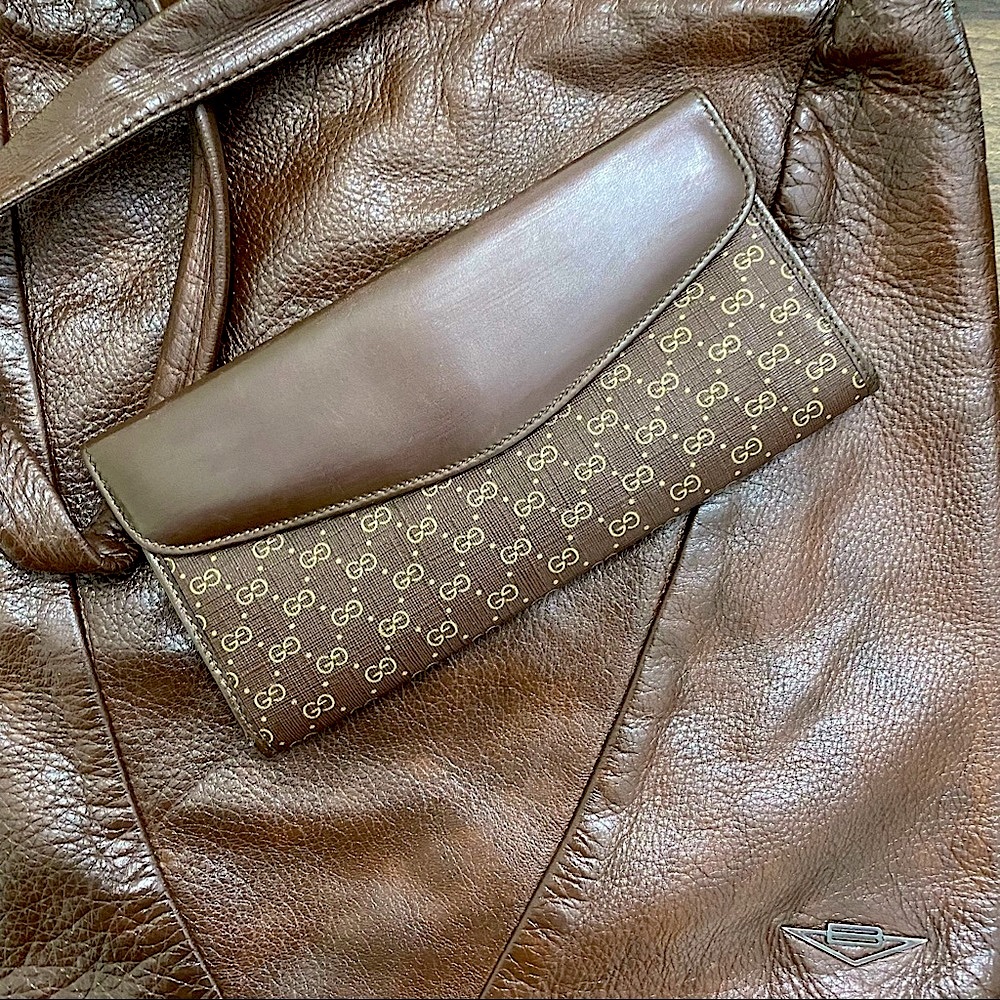 GUCCI vintage hinged continental wallet brown classic design GG  043 - Picture 6 of 8